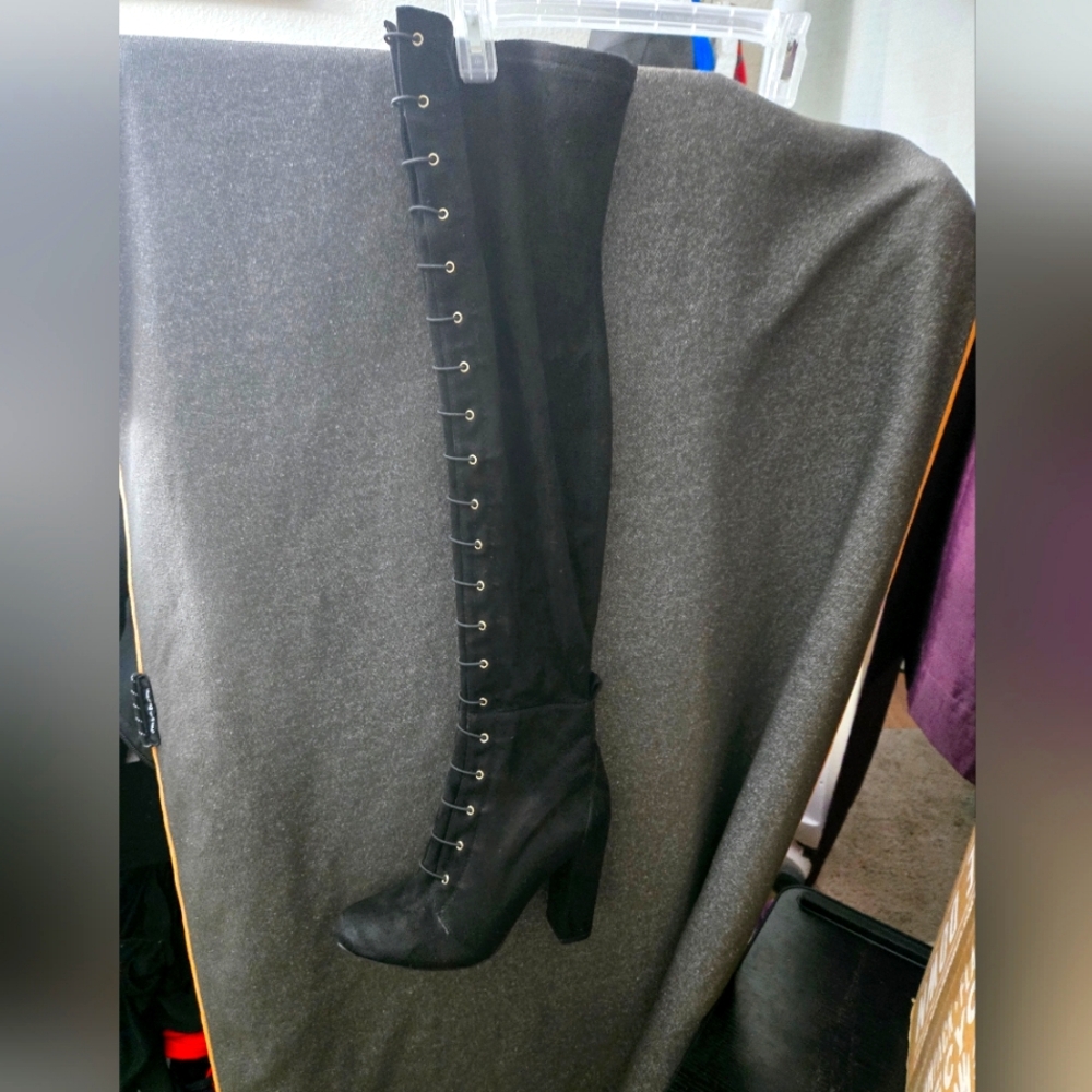 Black Thigh-high, Suede like material Boots